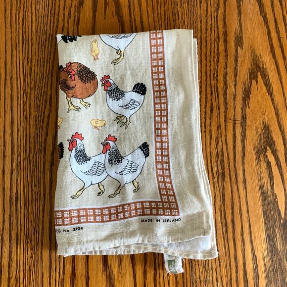 Ulster Weavers "Henrietta" Chickens Roosters Irish Linen Tea Towel 1 7x 25 VTG - Picture 10 of 10